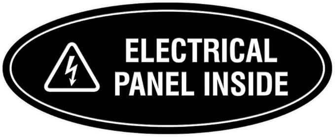 Signs ByLITA Oval Electrical Panel Inside Sign (Black) - Small
