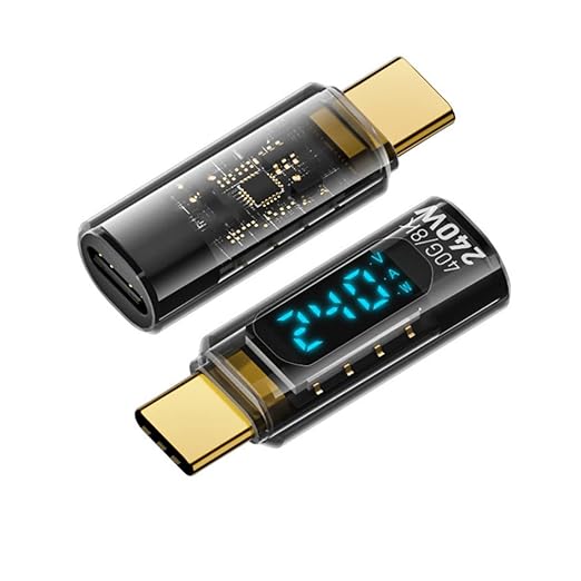 chenyang USB C Digital Display Adapter, USB 4.0 Type C Male to Female 40Gbps 8K@60Hz Data Transfer PD 240W Fast Charging Power Meter Tester Converter Adapter