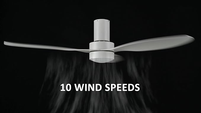 SMAAIR 52 Inch Ceiling Fan with Light and Remote Control, Flush Mount Ceiling Fans with Lights, Reversible, Noiseless DC Motors, Dimmable, Indoor Ceiling Fan for Bedroom, Living Room, White