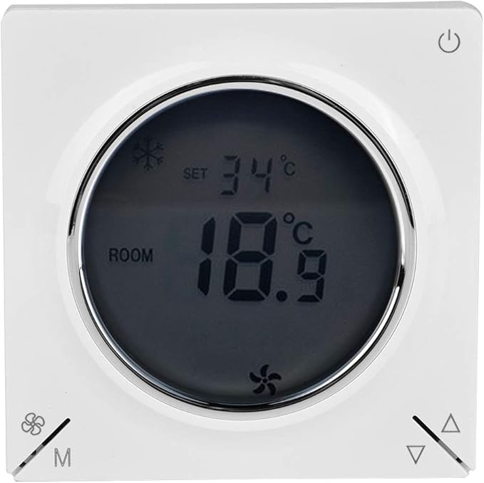 Ymiko Central Thermostat for AC and Heating, LCD Display Temperature Controller for Fan Coil Units, Home Cooling and Warming System