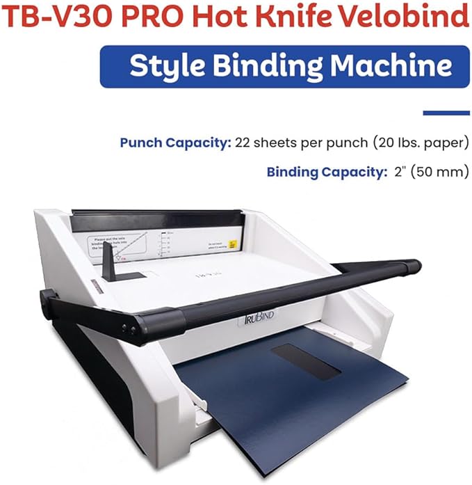 TruBind Hot Knife Velobind Binding Machine | 22 Sheet Punch Capacity | Bind up to 425 Sheets | 10 Second Bind Cycle | 1"- 2" Pin Length | 1-Year Warranty