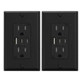 ELEGRP USB Outlets, 15 Amp Wall Outlet with 3 USB Ports, Dual USB C Ports Outlets, TR Tamper-Resistant USB Outlets Receptacles, Wall Plate Included, UL/CUL Listed, 2 Pack, Black