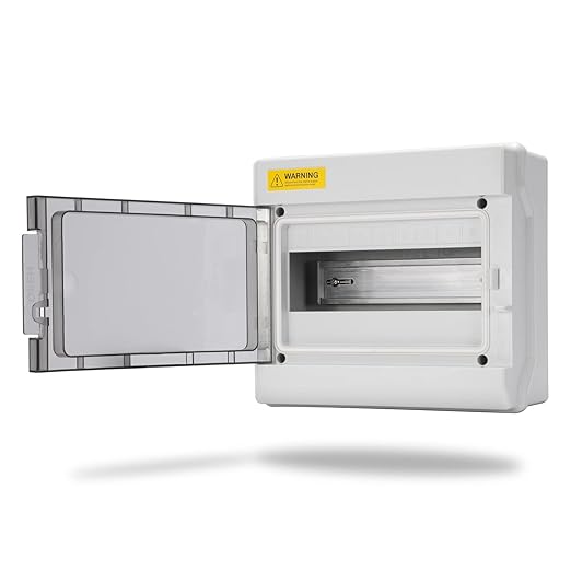 Mollom 9 Way Power Distribution Box with Bus Bars and Din Rail for Miniature Circuit Breaker MCB, Waterproof IP66.Padlock Available for Indoor and Outdoor Use