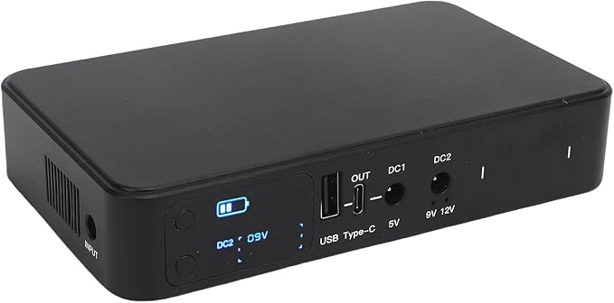 Phefop UPS Battery Backup, USB Tye C 5V DC 5V 9V 12V Output Voltage Adjustable 18000mAh Portable Uninterruptible Power Supply for Router Security Camera DVD Player