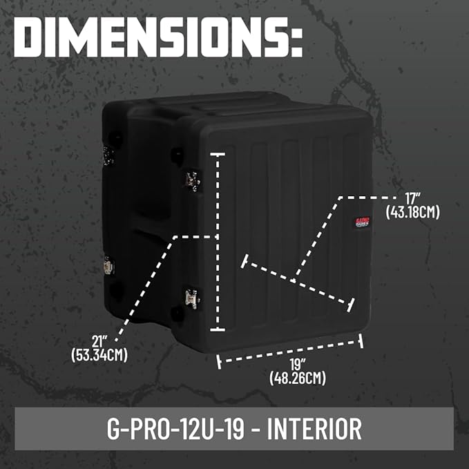 Gator Cases Pro Series 12U Rack Case with Standard 19" Depth, Roto Molded Made in USA (G-PRO-12U-19)