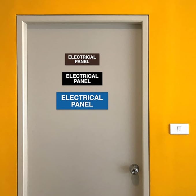 All Quality Basic Electrical Panel Sign - Fire Regulation Safety Compliance Sign - Ivory/Dark Brown - Small (1 Pack)