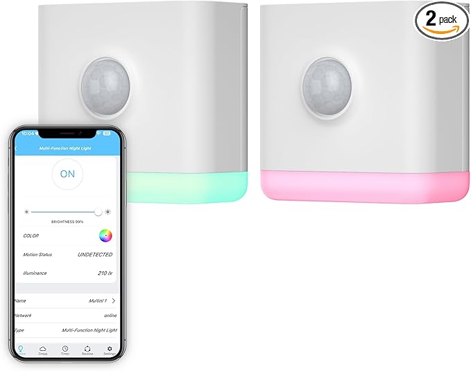 THIRDREALITY Multi-Function Night Light 2 Pack, Zigbee Repeater, 3-in-1 Combines a Motion Sensor, a Illumination Sensor and RGB Color Night Light, 1-100% Adjustable Brightness, Zigbee hub Required