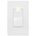 LIDER Minimalist Design Matte Finish Lighted Decorator Switch with Screwless Wall Plate, Frameless Paddle Light Switch with Locator Light, Single Pole, Grounding Screw, 15A 125V, UL Listed, White