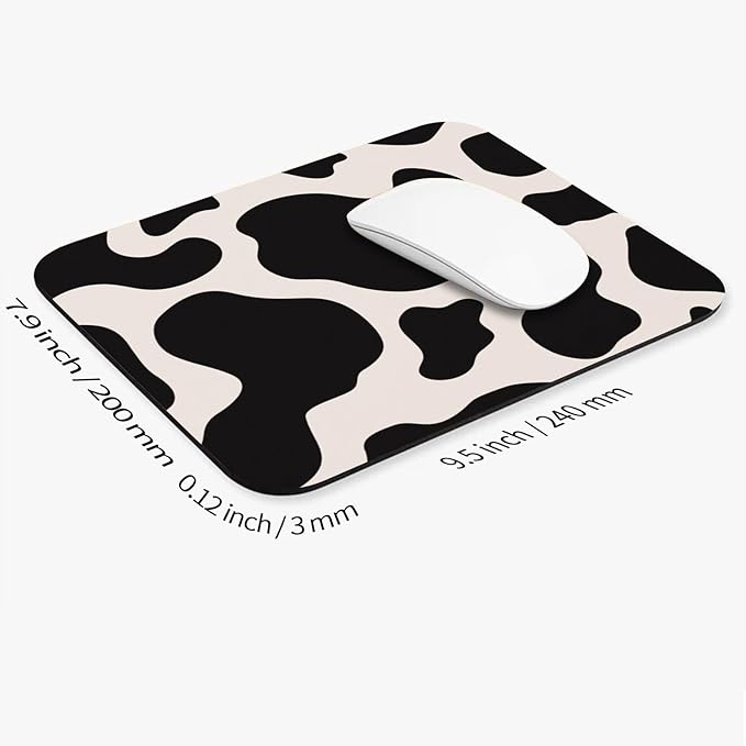 Armanza Square Mouse Pad Black Cow Print,Personalized Premium-Textured Custom Mouse Mat Design,Washable Mousepad Cloth,Non-Slip Rubber Base Computer Mouse Pads for Wireless Mouse