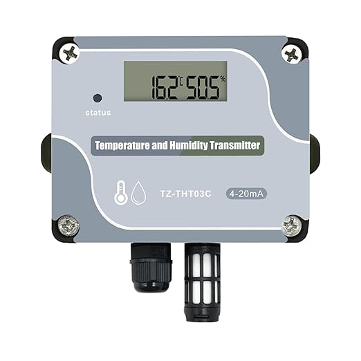 Tzone 4-20mA Temperature Humidity Transmitter,Digital Analog Temperature Transmitter Industrial Temp Humidity Sensor Collector Wall Mounted, Temp Probe Monitor for Greenhouse Environment Test Grow