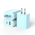 USB C Wall Charger Block, 3Pack 20W Dual Port PD Fast iPhone 16/15 Charger USB C Wall Charger Adapter + USB A Quick Charging Brick Plug for iPhone 15/14/13/12/11/Pro Max/Plus/XS/XR/X,iPad,AirPods-Blue