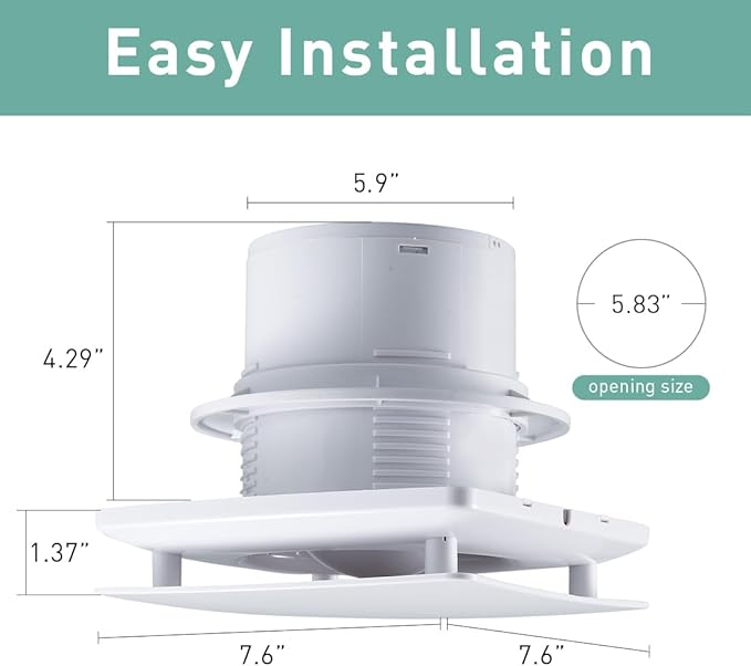 Hehou 5.9 Inch Bathroom Exhaust Automatic Fan Low Noise Window Wall Mount Vent Fan with Motion Sensor for Bathroom Kitchen Garage