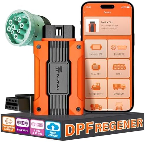 TopTekk Emergency DPF Regener Tools, DPF Regeneration and Reset Device for Heavy Duty Trucks, DPF Regeneration Scanner – Engine Compatible with Cummins, Volvo, Caterpillar, Paccar and More Engines