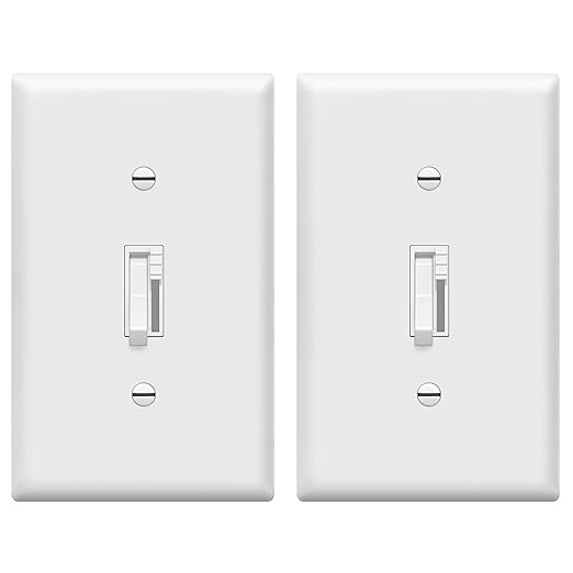 TG Digital Toggle Dimmer Light Switch for Dimmable LED, CFL and Incandescent Light Bulbs, Single Pole/ 3-Way, Wall Plate Included, UL Listed, 2 Pack, White