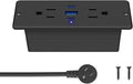 CCCEI Recessed Power Strip with Outlet and 65W USB C Ports, Furniture Flush Mount Power Strip, Small Desk Hidden Outlet for Conference Table, Nightstand, Black, 10FT.