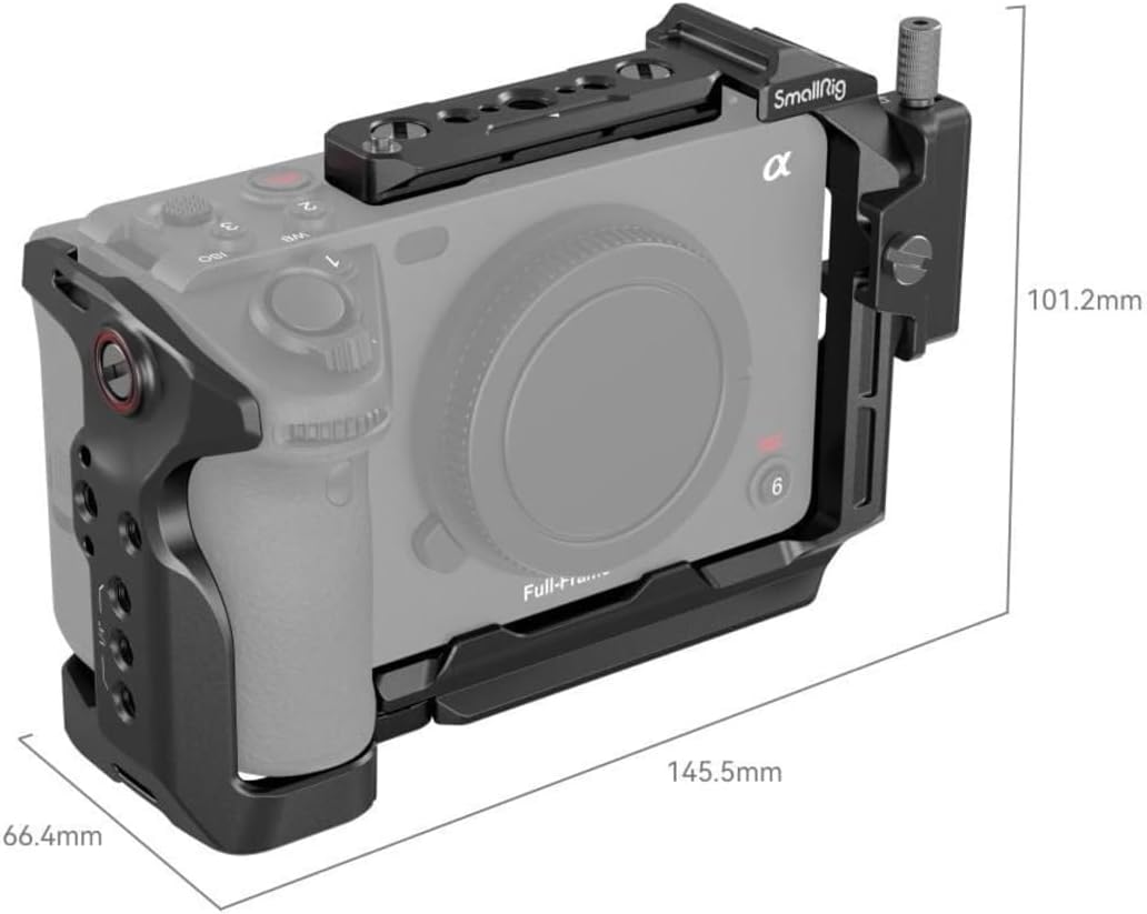 SmallRig Cage for Sony FX30 FX3 FX3A with Cable Clamp for HDMI, Classic Bright Black Surface, Included Cold Shoe and NATO Rail, Modular Design Compatible with Original XLR Handle