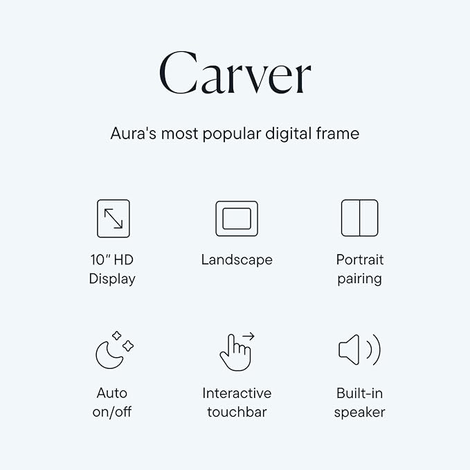 Aura Digital Picture Frame - 10.1" HD Display | Wirecutter's Best Digital Frame | Text Photos Directly to Your Frame from Anywhere | Quick & Easy Setup Over WiFi - Free Aura App | No ads or fees