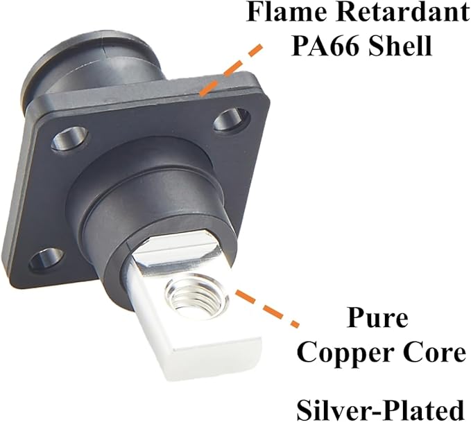 1 Set Battery Energy Storage Connector 200A 50mm² High Current HV Connectors Quick Plug Terminal Right Angle Plug and Socket IP67 Waterproof Power Adapter (Black, 200A)