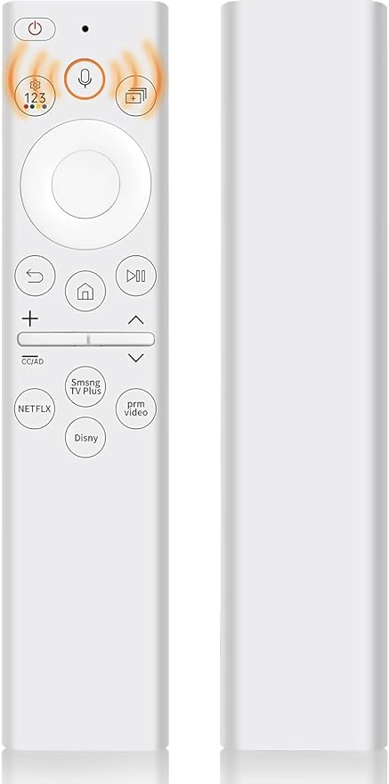 Replacement Voice Remote Control for All Samsung TVs, Universal Remote for All Samsung TV Curved Frame UHD QLED LED 4K 8K Smart TVs, 4 Shortcut Buttons, White