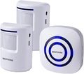 BESTOONE Motion Sensor Alarm, Long Range Wireless Driveway Alarm, Indoor Home Security System Electric Doorbells, 2 Motion Detector and 1 Alarm, 38 Chime Tunes, LED Indicator
