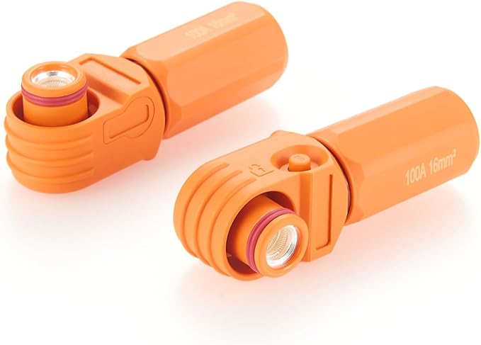 Right Angle 6mm 16mm² 100A Single Core Battery Energy Storage Connector IP67 Waterproof HV Battery Storage Plug,1PC (Orange, 100A)
