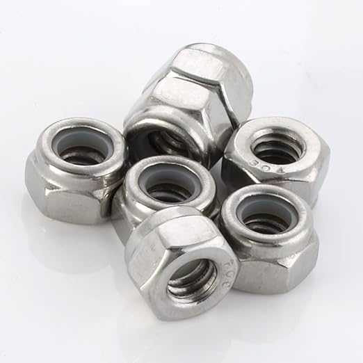 MewuDecor 5/16-18 Nylon Insert Hex Lock Nuts Locknuts, 304 Stainless Steel 18-8, Bright Finish, 50 PCS