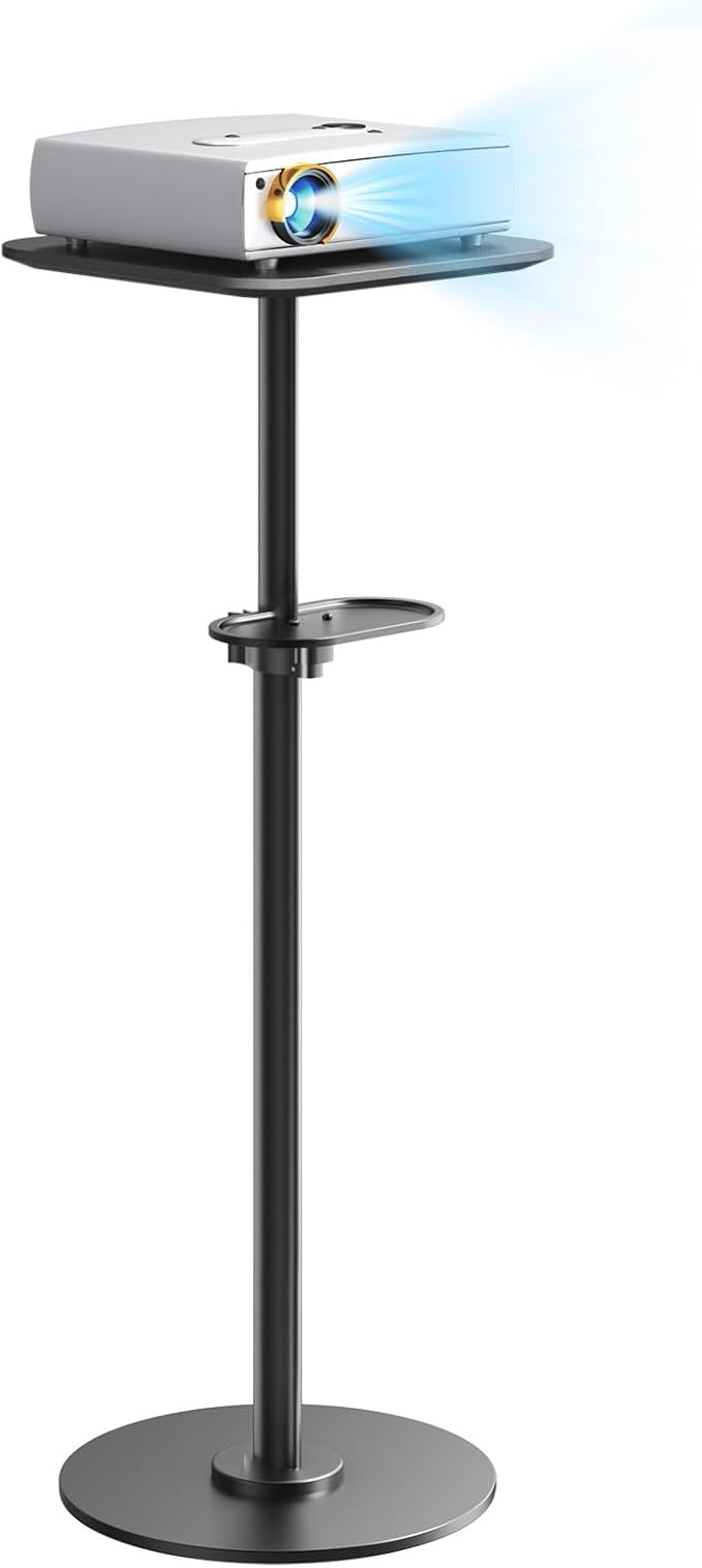 PUTORSEN Heavy-Duty Projector Stand – Height Adjustable Floor Projector Stand，Extends 27.6" to 47.2",13.2lbs Capacity, Compatible with Projectors, Cameras, for Home, Office, and Outdoor Use