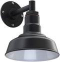 Steel Lighting Co. Hawthorne Barn Light | Outdoor Wall Mounted | 8 inch Dome | 6 inch Straight Arm| Small Farmhouse Light Made in America | Matte Black Exterior/White Interior