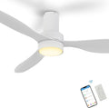 SMAAIR 52" Smart Flush Mount Ceiling Fans with Lights and Remote, Quiet DC Motor, 3-Blade Modern Ceiling Fan, Low Profile Ceiling Fan works with APP/Voice, 8H Timer &24H Schedule, ABS Blades, White