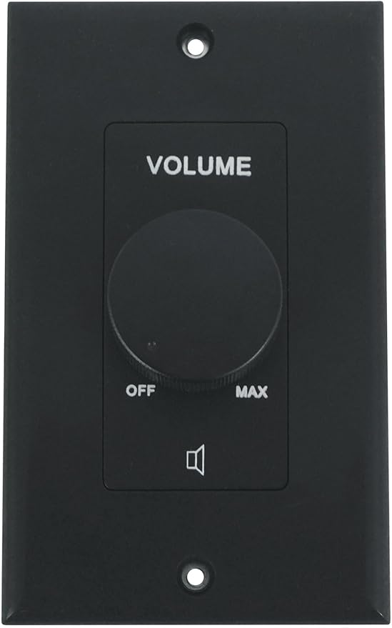 Rockville VOL70200 Black 200W 70V Volume Control Zone Controller, Single Gang, 12-Step Attenuation, Detachable Euro-Block, for Multi-Zone Audio Systems