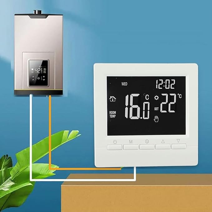 Wired Digital Room Thermostat With LCD Display Temperature Controller Programmable 5+2, 6+1, 7 Day Modes Boiler Temperature Controller Lock And Anti Freeze Features