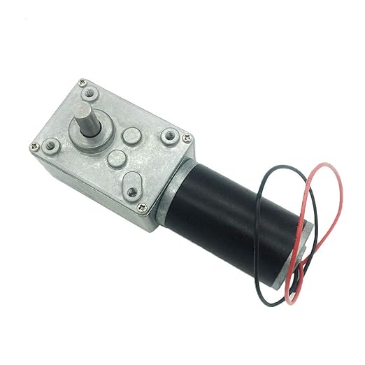 BRINGSMART 24V 12rpm DC Worm Gear Motor A58SW31ZY Self-Locking Reversed Mini Turbine Geared Motor for DIY Robot Rotating Table Door Lock Curtain Machine (24V 12rpm)