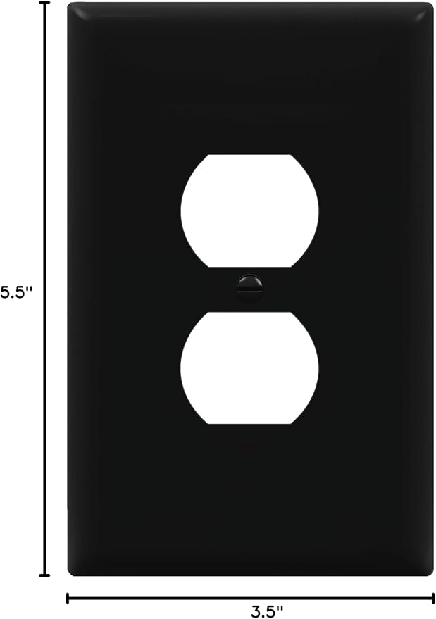 ENERLITES Duplex Receptacle Outlet Wall Plate, Jumbo Electrical Outlet Cover, Gloss Finish, Oversized 1-Gang 5.51" x 3.50", Polycarbonate Thermoplastic, 8821O-BK, Black