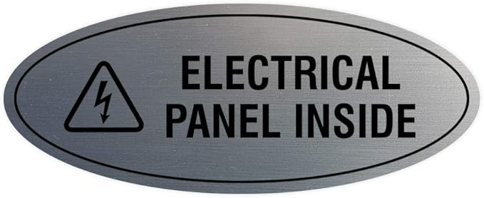 Signs ByLITA Oval Electrical Panel Inside Sign (Brushed Silver) - Medium 2 Pack