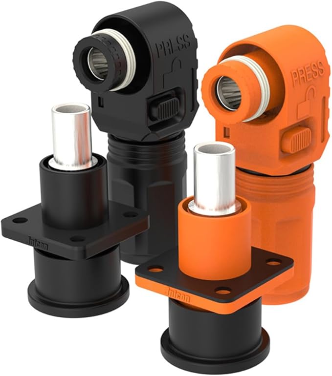 1 Set Battery Energy Storage Connector, 120A 25mm² High Current Connectors Quick Plug Terminal Orange Right Angle Plug and Socket IP67 Waterproof Power Adapter Crimping Wiring (120A, Orange)