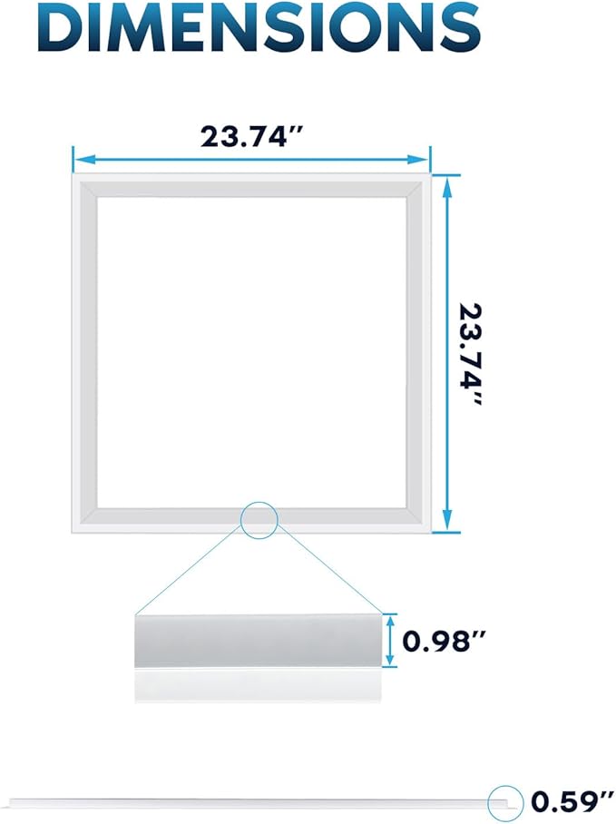 LUXRITE 2x2 FT Edge-Lit Frame LED Panel Lights, 5CCT Selectable 3000K-6500K, 2600/3900/5200LM, 20W/30W/40W Switch, Grid Drop Ceiling Lights, 0-10V Dimmable, Damp Rated, 100-277V, ETL Listed (4 Pack)