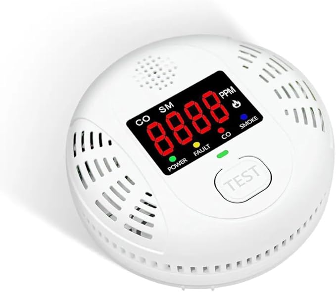 Carbon Monoxide Detector and Smoke Alarm Combined with AA Battery Powered high-Definition Color Screen Detector LCD Digital Display for Home Office Kitchen Hotel Bedroom Voice Alarm 2PACK