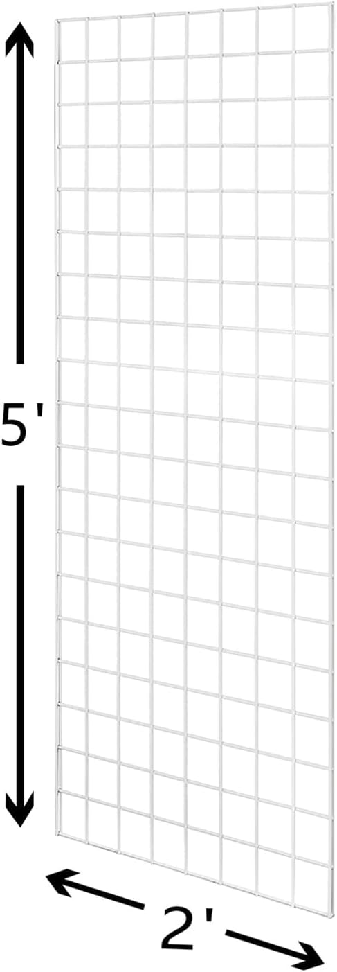 NEESEEYEE Heavy Duty Commercial Grade Gridwall Panels – Grid Panel for Any Retail Display, 2’ Width x 5’ Height, 4 Gridwall Panels Per Carton (White Finish)