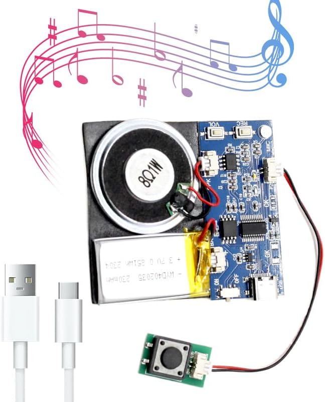 XLW Sound Module, 16MB Push Button Activated Sound Module with Speaker,Type-C Cable Charging, 16Min Easy Sound Recording Chip for Personalized Greetings, DIY Projects, Holiday Crafts ect.(Blue-10Pack)