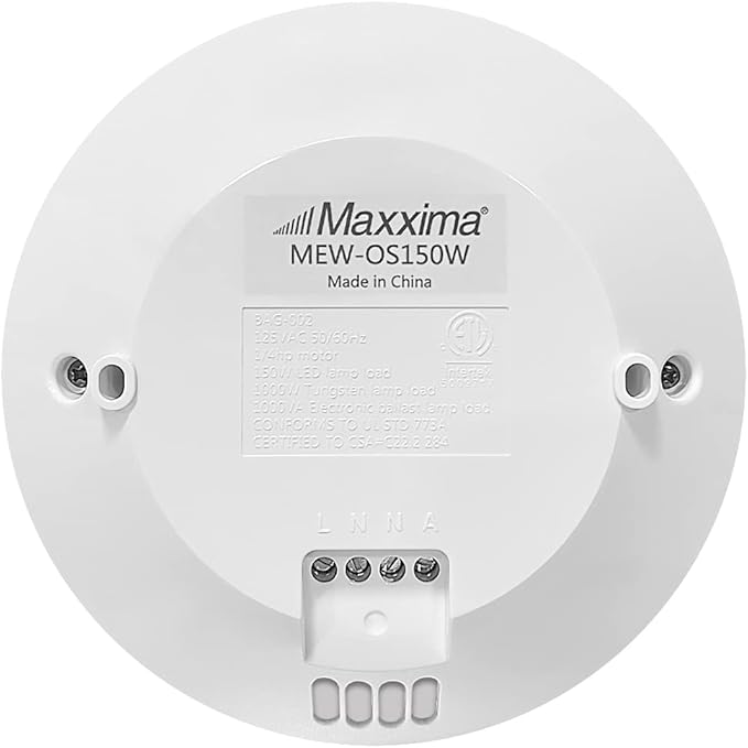 Maxxima Ceiling Mount 360 Degree PIR Occupancy Sensor - Hard-Wired Motion Sensor, 120V LED Compatible, Automatic Sensing Solution for Indoor Use at Max Height 10ft, Ideal for Closets and Pantries