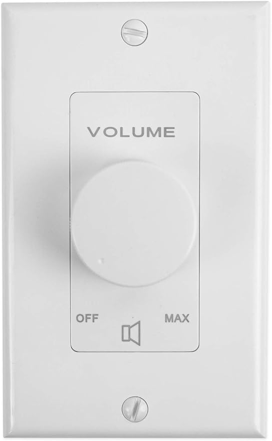 Rockville VOL70100 100 Watt 70V Wall Volume Control Zone Controller, White, 11-Step Rotary Dial, Euro-Block Terminal, Dust-Protected Circuit, for Commercial and Home Audio
