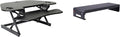Rocelco 46" Height Adjustable Corner Standing Desk Converter with Dual Monitor Stand Bundle - Quick Sit Stand Up Computer Workstation Riser - Extra Large Keyboard Tray - Black (R CADRB-46-DMS)