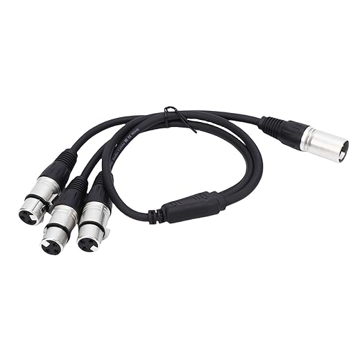 Estink XLR Splitter Cable 3 Pin Male to 3 Female Y Splitter with Zinc Alloy Connectors for Balanced Audio Signal in Studio Live Performance 2ft