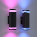 Smart WiFi Outdoor Wall Sconce Lights 2 Pack,Porch Lights RGB Color Changing App Control, Dimmable White Range of 2700K-6500K Up Down Exterior Wall Lights for House,Works with Alexa Google Assistant