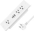 Recessed Power Strip, Furniture Drawer Outlet with 20W PD USB-C & 18W QC3.0 USB-A, Plug in 3 Outlets & USB Ports, Flush Mount 3FT Flat Extension Cord Conference Desk Outlets White