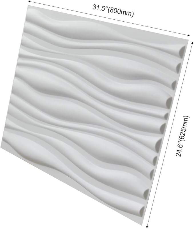 Art3d Decorative 3D PVC Wall Panel for Interior Décor, 6-Pack 24.6 x 31.5 in., Wave 2