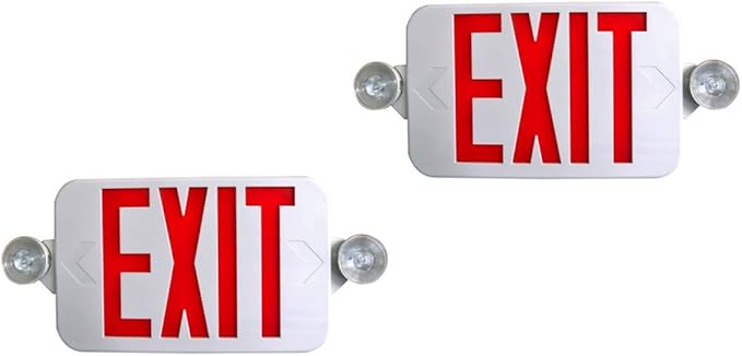 2 Pack Supreme LED All LED Decorative Red White Exit Sign & Emergency Light Combo with Battery Backup (2 Pack)