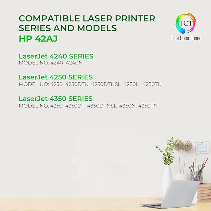 TCT 42AJ Jumbo Toner Cartridge - Compatible Replacement for HP 42AJ Q5942A Jumbo Yield Black Works with HP LaserJet 4240 4240N 4250 4250DTN Printers (15,000 Pages)