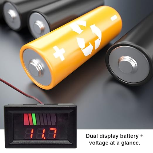 Battery Charge Level Indicator Car Battery Capacity Meter Tester Checker 12V-60V Red Motorcycle Checker Auto Tester Fuel Gauge Indicator
