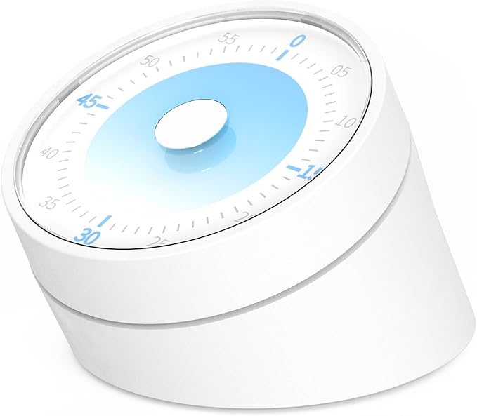 Rosenpatio Visual Timer for Adults Teenager - Timers for Classroom Teachers 60 Minutes Countdown Home School Study Tool, Non-Ticking Rotating Timer for Exam Work Kitchen Office Gym, 1 Pack